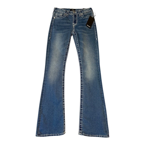 True Religion Becca Bootcut Jeans Crystal‎ Embellished Medium Wash Size 4 (27) - Picture 1 of 8